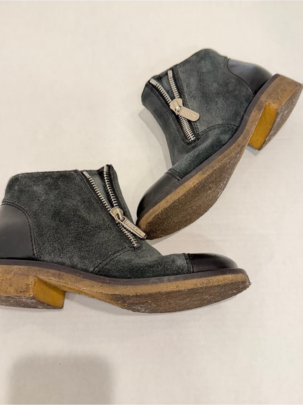 Chanel Zip Sides Leather Boots Size 38